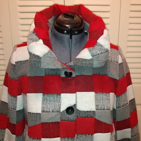 Trisha Tyler Checkered Button Up Jacket Women's Size L - Picture 4 of 8